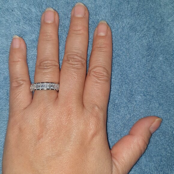 Diamonelle Sterling Silver Baguette Eternity Band - Picture 8 of 10